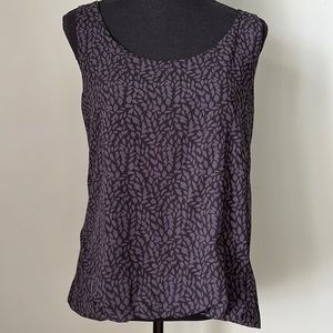 LOFT Women’s Black & Gray Pattered Tank Top Sz L